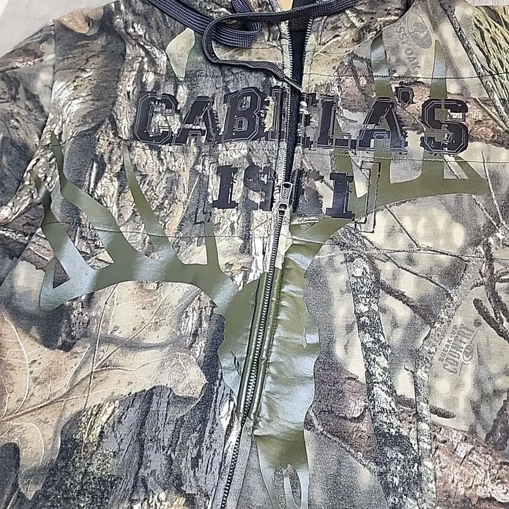 Cabela's Full Zip Hooded Mens XL Mossy Oak Break-Up Country Camo Fleece Hunting
